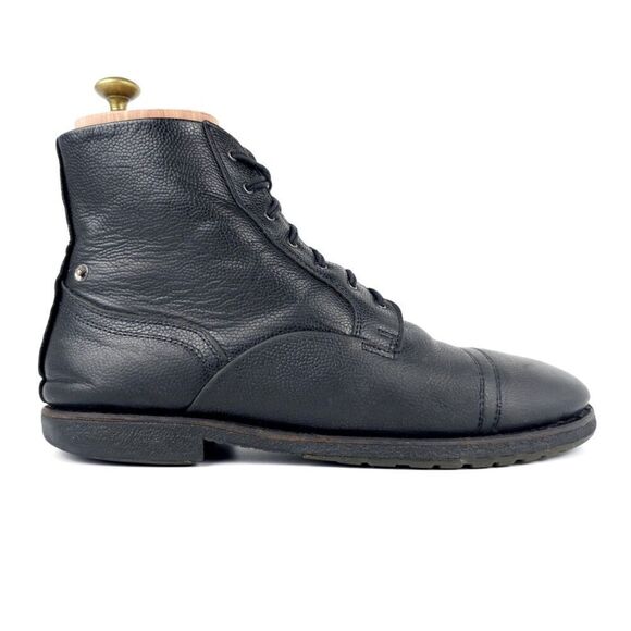 DIESEL Pure Hi Split Combat Boot Black Leather 90s Minimal Grunge Moto Biker Y2k
